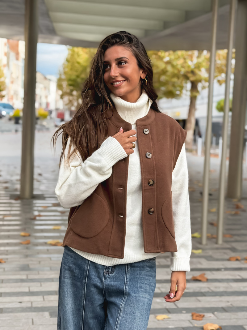 Gilet sans manches Runa - Chocolat Gilet sans manches Runa - Chocolat