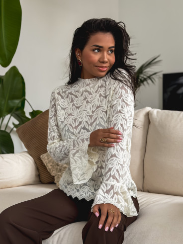 Blouse à motifs Doria - Ecru