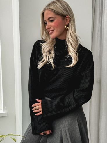 Pull côtelé Orio - Noir