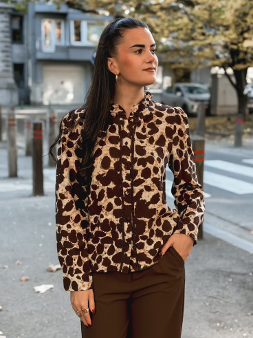 Chemise à motifs Orla - Beige/Chocolat