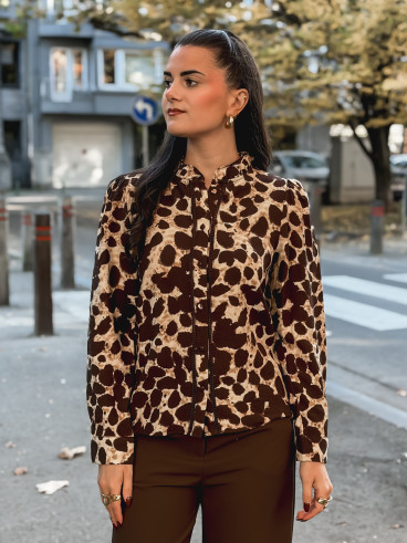 Chemise à motifs Orla - Beige/Chocolat