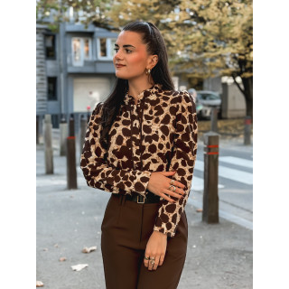 Chemise à motifs Orla - Beige/Chocolat