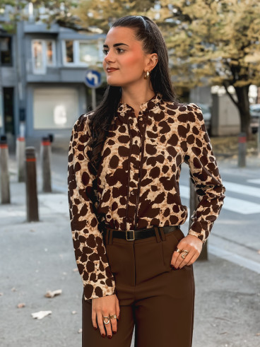 Chemise à motifs Orla - Beige/Chocolat