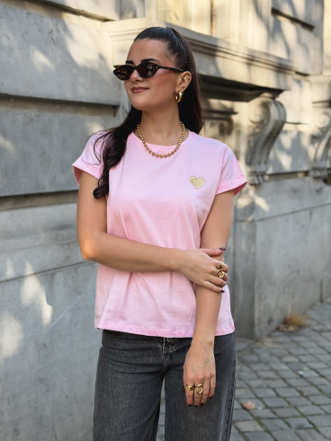 T-shirt Dina - Rose/Doré T-shirt Dina - Rose/Doré