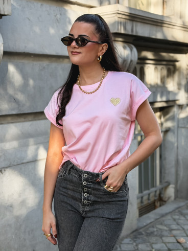 T-shirt Dina - Rose/Doré