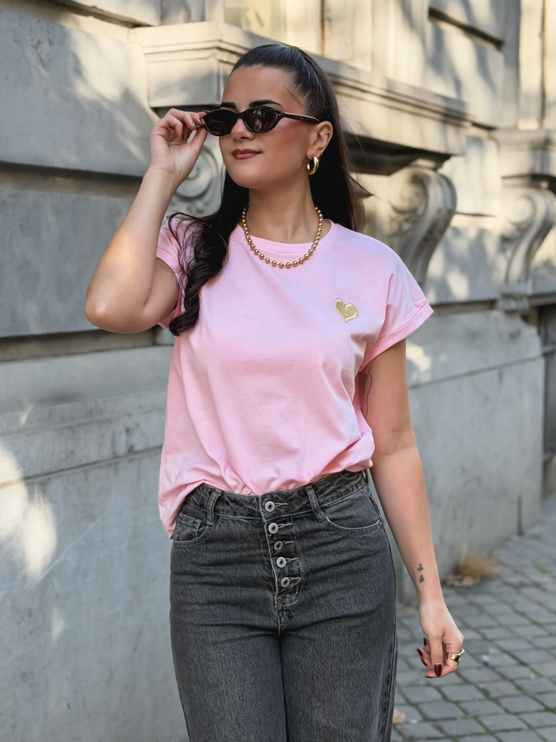 T-shirt Dina - Rose/Doré T-shirt Dina - Rose/Doré