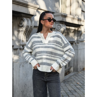 Pull ligné Adria - Blanc/Gris