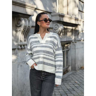 Pull ligné Adria - Blanc/Gris