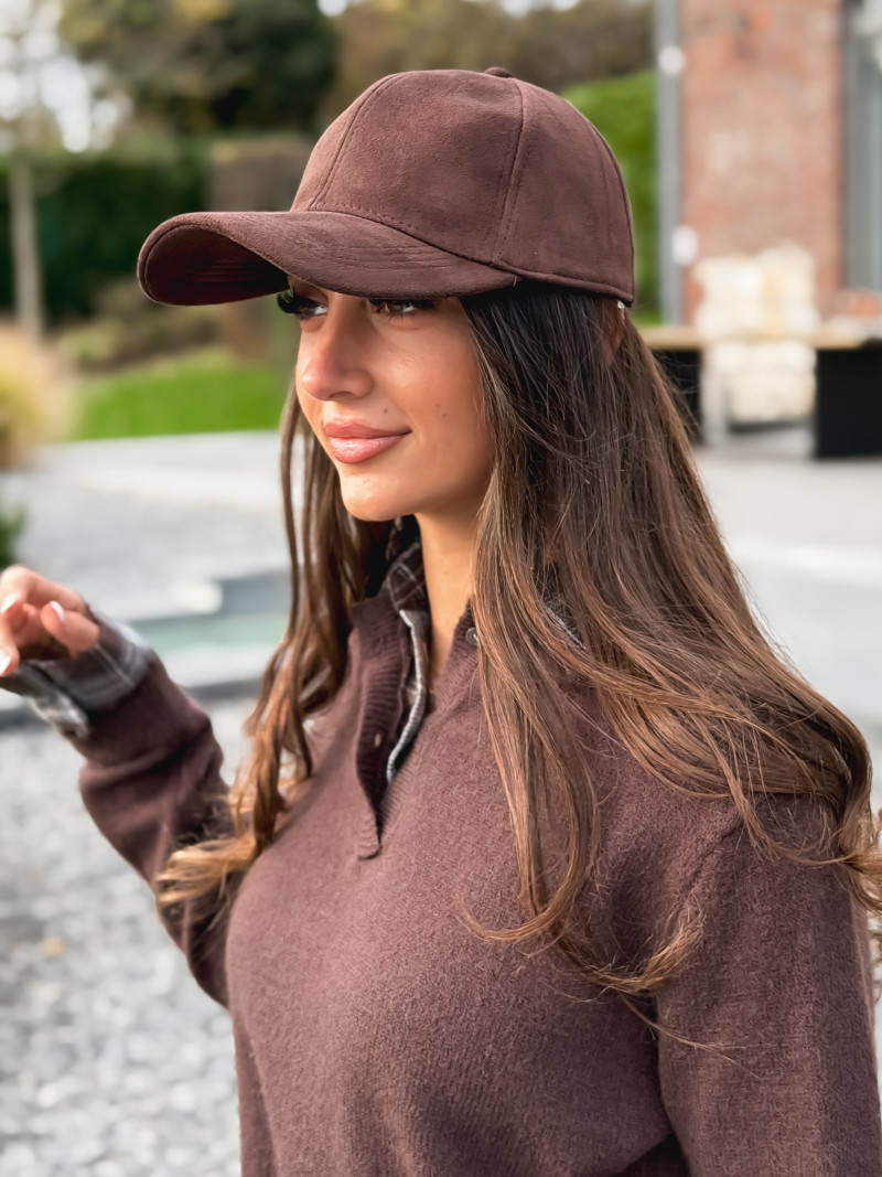 Casquette en suédine - Chocolat Casquette en suédine - Chocolat