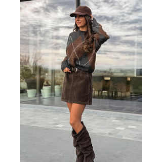 Jupe en suédine Aurélya - Chocolat