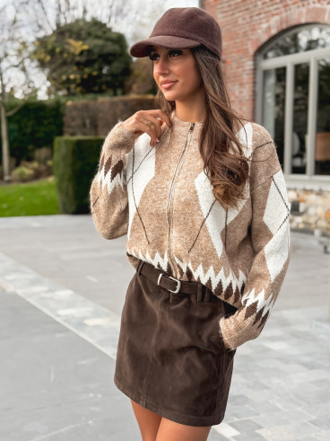 Gilet à motifs Mirelle - Beige Gilet à motifs Mirelle - Beige