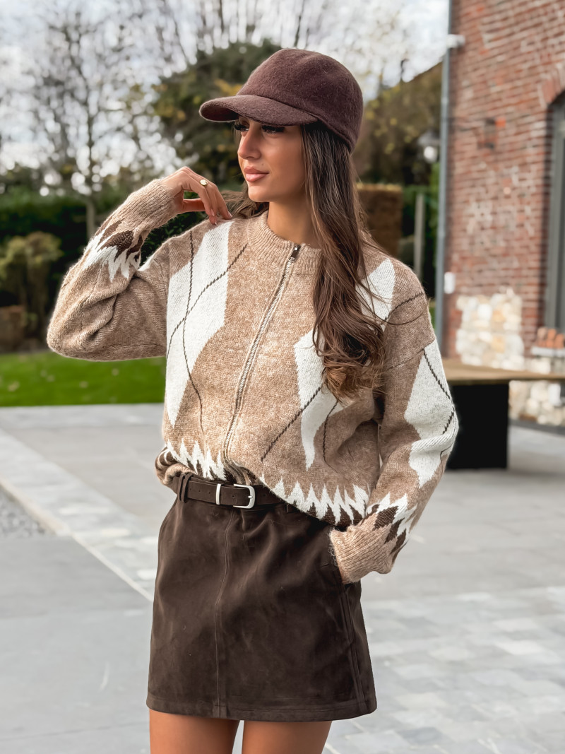 Gilet à motifs Mirelle - Beige Gilet à motifs Mirelle - Beige