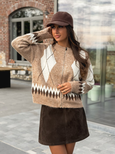 Gilet à motifs Mirelle - Beige Gilet à motifs Mirelle - Beige