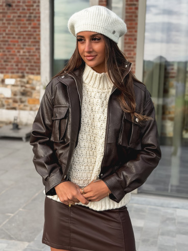 Veste en simili Avia - Chocolat