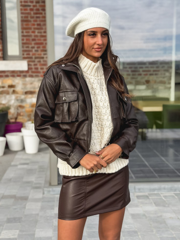 Veste en simili Avia - Chocolat