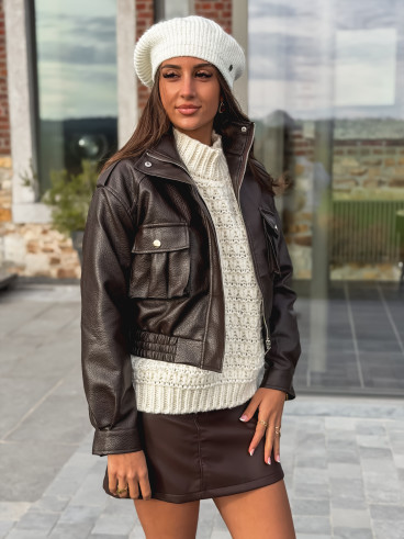 Veste en simili Avia - Chocolat