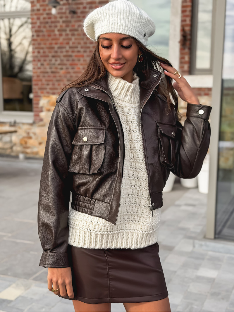 Veste en simili Avia - Chocolat