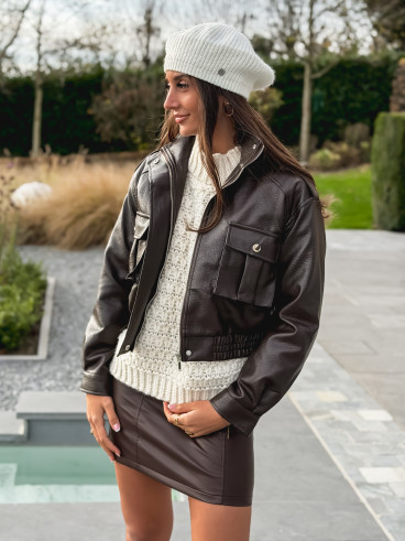 Veste en simili Avia - Chocolat
