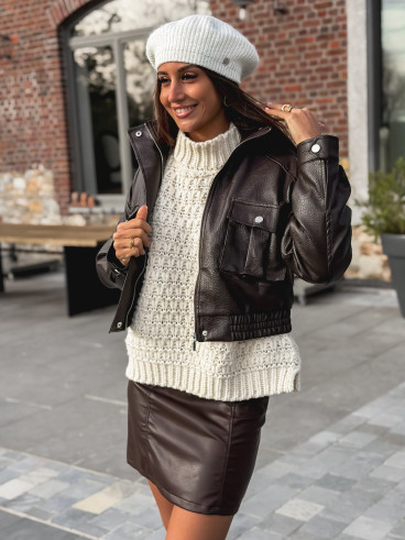 Veste en simili Avia - Chocolat