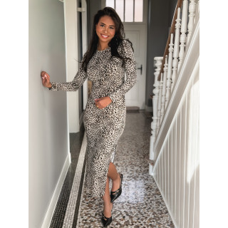 Robe léopard Arlita - Beige/Noir