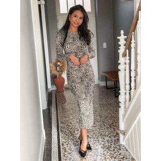 Robe léopard Arlita - Beige/Noir