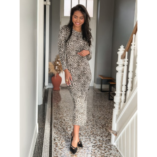 Robe léopard Arlita - Beige/Noir