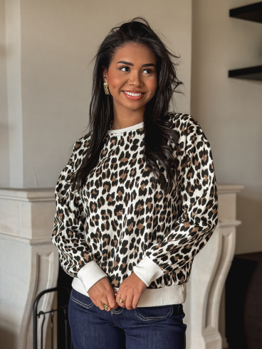 Pull léopard Olyra - Beige Pull léopard Olyra - Beige