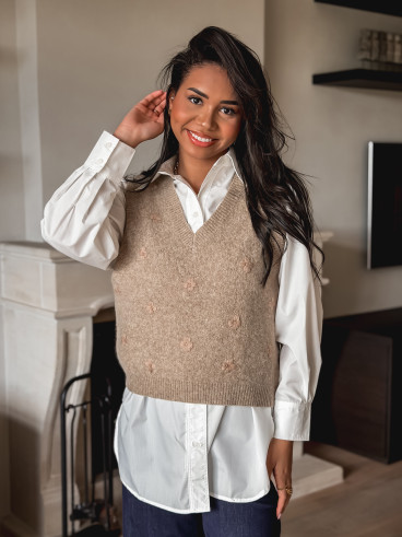 Pull sans manches Maëlie - Taupe