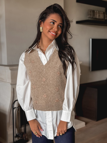 Pull sans manches Maëlie - Taupe Pull sans manches Maëlie - Taupe