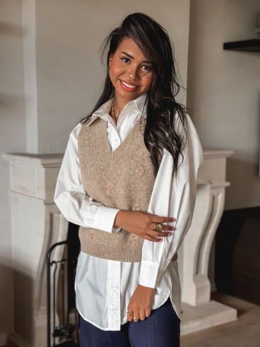 Pull sans manches Maëlie - Taupe Pull sans manches Maëlie - Taupe