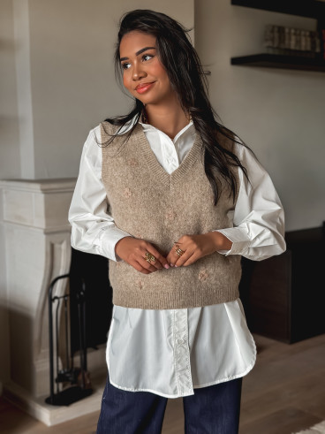 Pull sans manches Maëlie - Taupe Pull sans manches Maëlie - Taupe