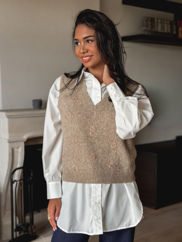 Pull sans manches Maëlie - Taupe Pull sans manches Maëlie - Taupe