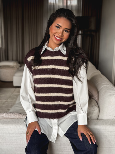 Pull ligné Hermine - Chocolat