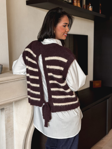 Pull ligné Hermine - Chocolat