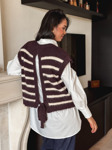 Pull ligné Hermine - Chocolat