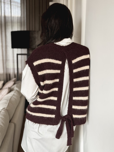 Pull ligné Hermine - Chocolat