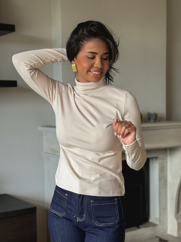 Blouse col roulé Lorène - Beige