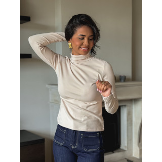 Blouse col roulé Lorène - Beige