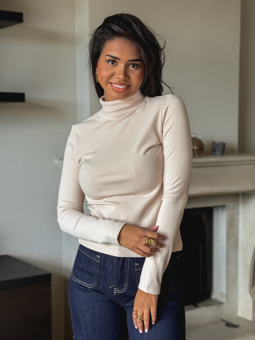 Pull col roulé Lorène - Beige