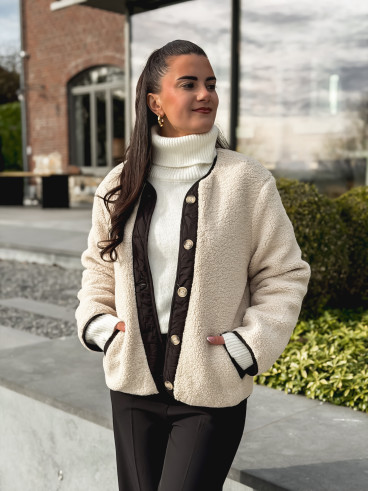 Veste en teddy Glacéria - Beige/Noir