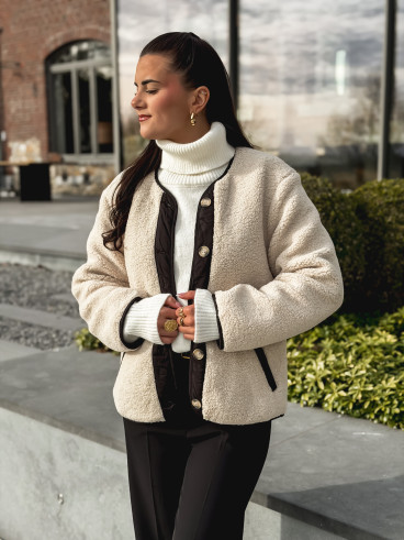 Veste en teddy Glacéria - Beige/Noir