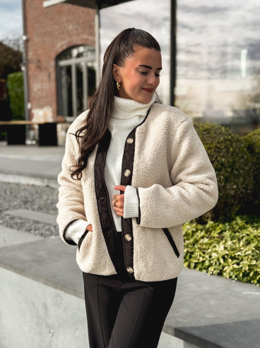 Veste en teddy Glacéria - Beige/Noir