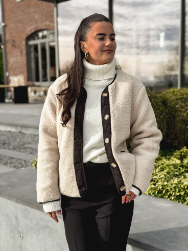 Veste en teddy Glacéria - Beige/Noir