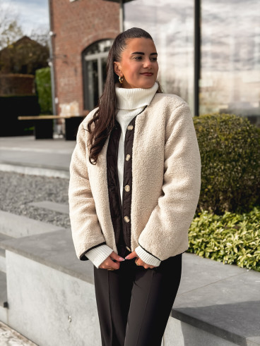 Veste en teddy Glacéria - Beige/Noir