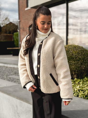 Veste en teddy Glacéria - Beige/Noir