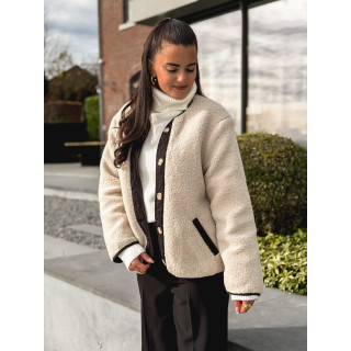 Veste en teddy Glacéria - Beige/Noir