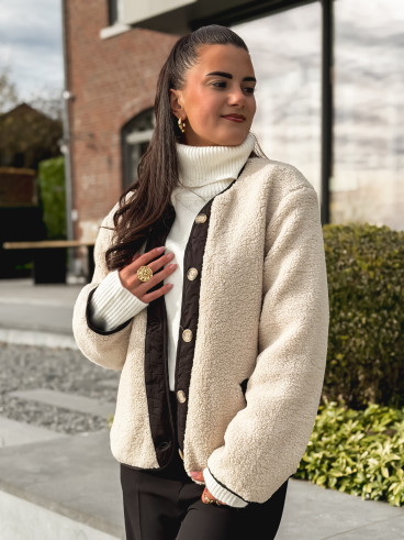 Veste en teddy Glacéria - Beige/Noir