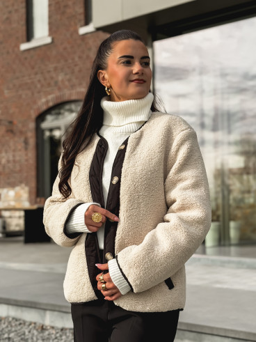 Veste en teddy Glacéria - Beige/Noir