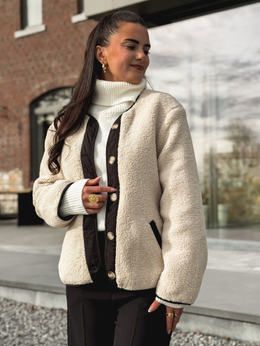Veste en teddy Glacéria - Beige/Noir