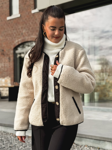 Veste en teddy Glacéria - Beige/Noir